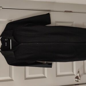 Women's pinstripe button down business qrt sleeve dress size large NY&CO